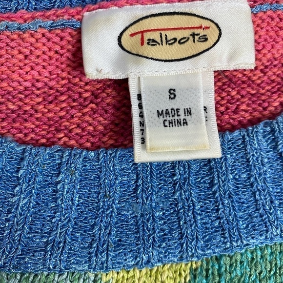 ⭐️VINTAGE TALBOTS Geometric Sweater Colorful Knit That 70s Show Retro - Picture 3 of 6